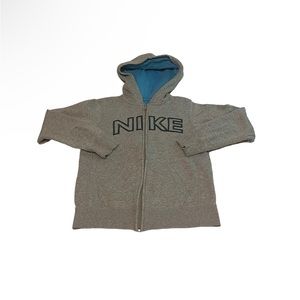 Nike Hoodie Boy Medium Gray Lightweight Full Zip Embroidered Logo‎ Solid Casual